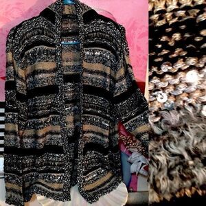 FYLO sequin multi pattern fabric cardigan